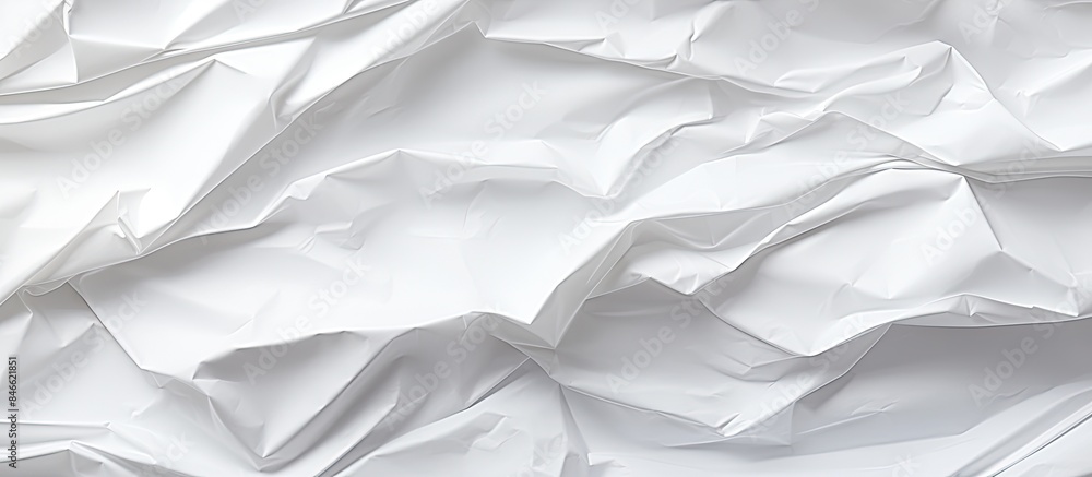 Poster a crumpled white paper provides an abstract background for designers, featuring ample copy space ima