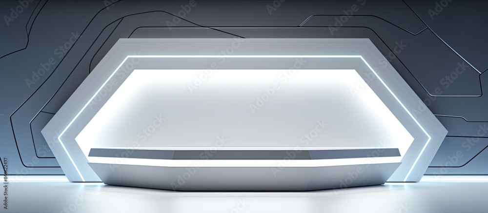 Poster abstract futuristic stage with elegant geometric design, featuring simple lines and polygons as a ba
