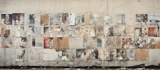 A billboard wall with ripped posters showcasing a textured look, leaving space for copy or images.