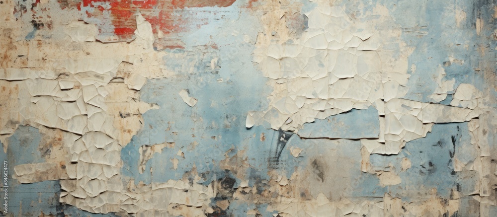 Poster a vintage background with torn, crumpled posters and peeling paint creating a grungy texture, ideal 