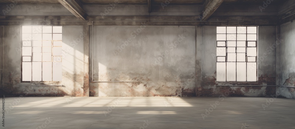Poster A rundown living space inside a deserted building with a blank area for visuals - a copy space image.