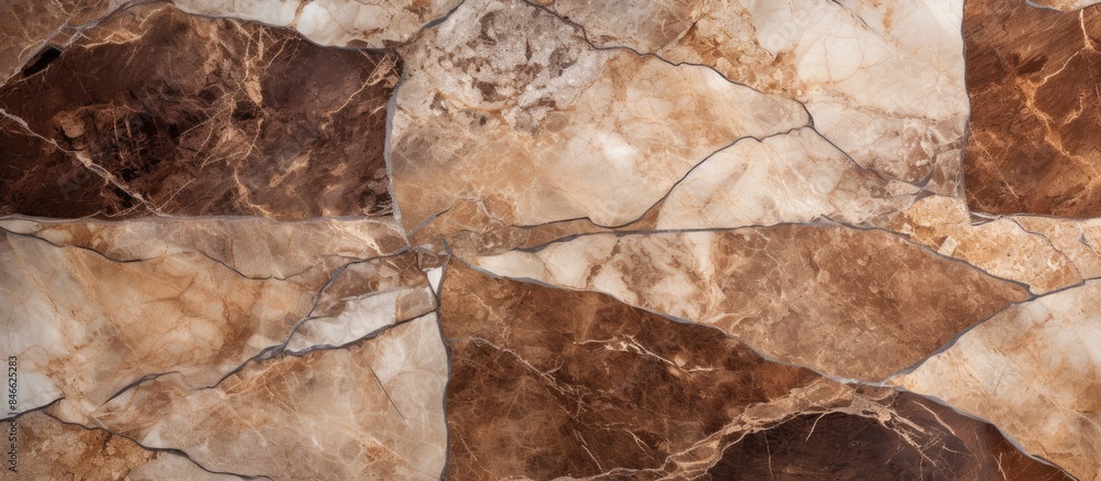 Poster emperador marble texture background with a variety of natural stone tiles including glossy granite, 