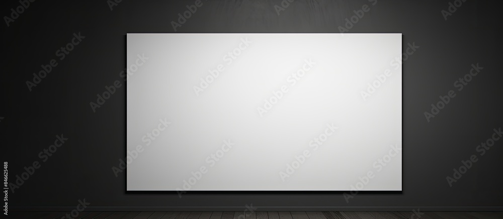 Aufkleber A white sheet of paper affixed to a black wall with a blank area for writing or images, providing space for customization or display. with copy space image. Place for adding text or design