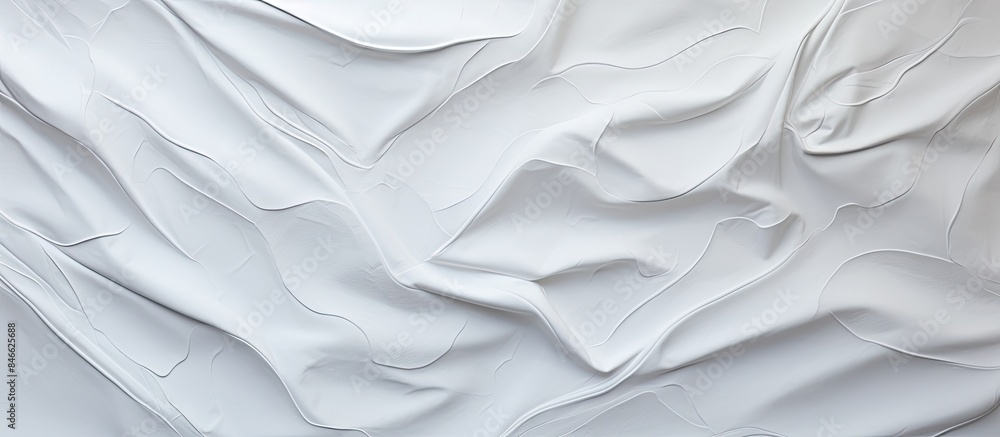 Aufkleber White paper texture background with a crumpled abstract shape, providing copy space for text.