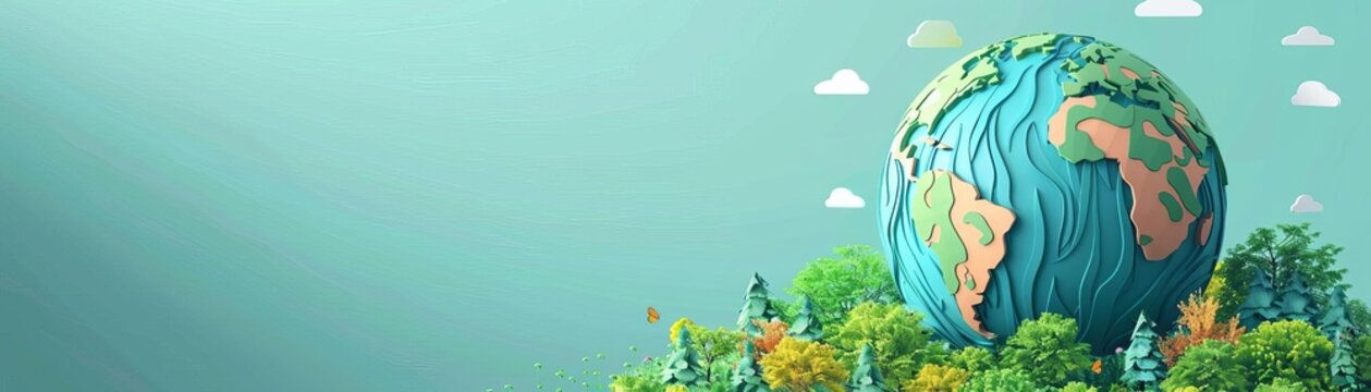 Global climate change flat design top view environmental theme cartoon drawing Complementary Color Scheme