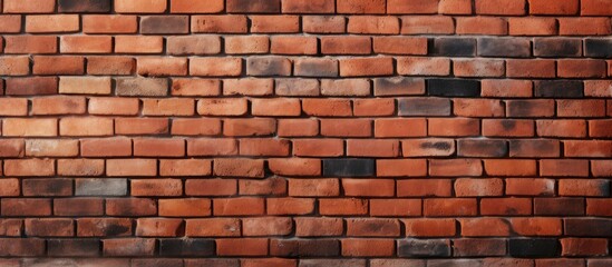 Obraz premium Panoramic red brick wall texture background suitable for interior or exterior design with a versatile copy space image.