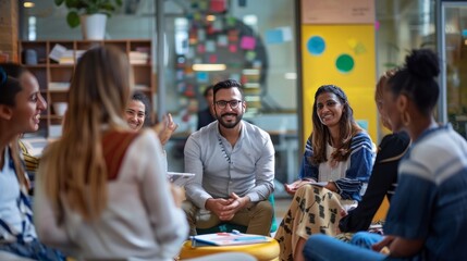 A group of enthusiastic employees organize a fundraiser event to support education for children in developing countries.