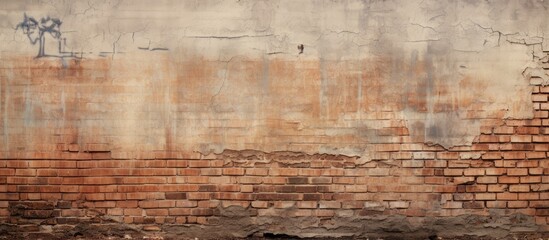 Naklejka premium Abandoned brick wall in a ghetto with copy space image.