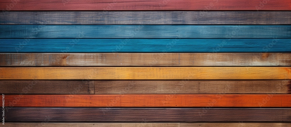 Poster Multicolored wood planks reflecting different textures in a copy space image.