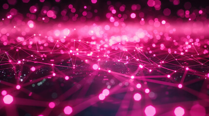 Grid of interconnected glowing pink dots and lines