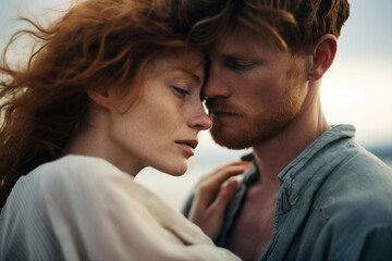 Fototapeta premium Generated with AI photo of young beautiful couple happy people enjoying a summer weekend