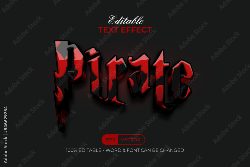 Poster pirate text effect horror style theme. editable text effect.