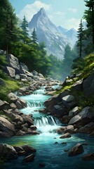 a river running through a forest, generated by AI