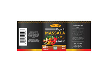 spicy masala label design, turmeric  label design, dry chili powder label, cumin powder label design print ready