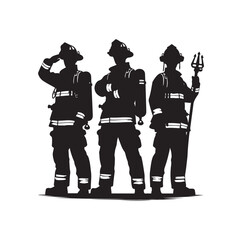 Firefighters pose silhouette vector illustration 