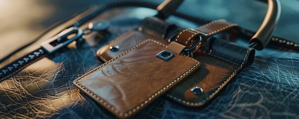 Bag tag mockup with a customizable design, great for showcasing your luggage tag designs. Hyperrealistic 4K photo.