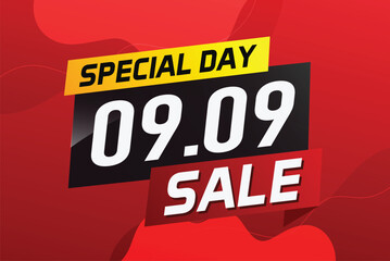 9.9 Special day sale word concept vector illustration with ribbon and 3d style for use landing page, template, ui, web, mobile app, poster, banner, flyer, background, gift card, coupon

