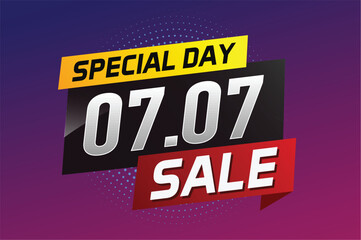 7.7 Special day sale word concept vector illustration with ribbon and 3d style for use landing page, template, ui, web, mobile app, poster, banner, flyer, background, gift card, coupon

