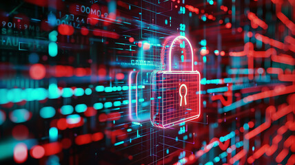 Fototapeta premium A digital padlock symbolizes robust cybersecurity.