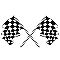 Crossed racing flag illustration. Checkered flag 