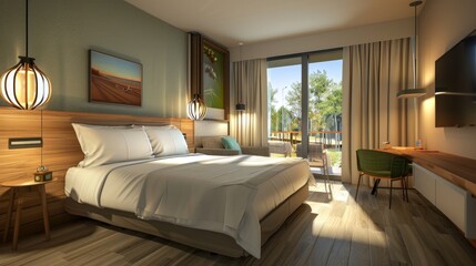 Green Oasis EcoFriendly Hotel Room with Organic Amenities and Sustainable Design