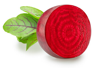 Red beetroot cross section isolated on white background.