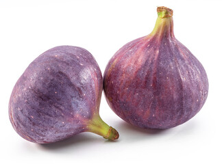 Two violet fig fruits isolated on white background.