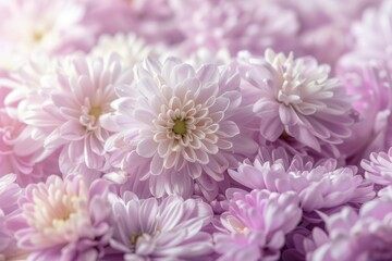 Soft pink chrysanthemums in bloom for cheerful floral backgrounds