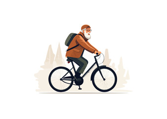 Fototapeta premium old man riding bicycle vector flat minimalistic isolated illustration