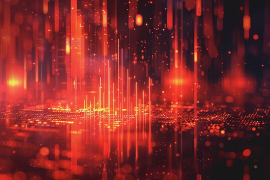 Stock market chart lines and financial graphs on technology abstract background..