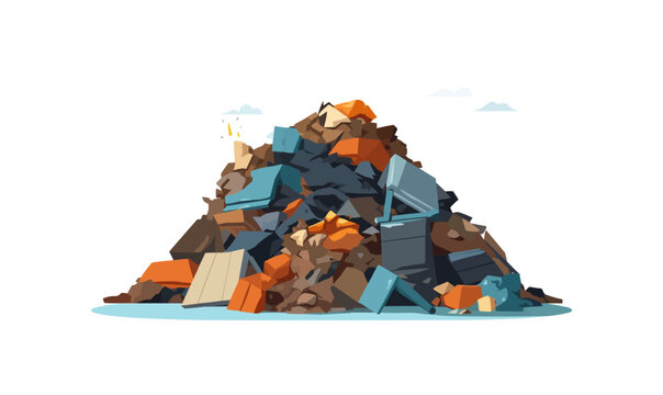 metal pile of trash vector flat minimalistic isolated vector style illustration