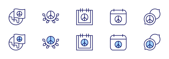 Peace icons. Duotone style. Line style. Editable stroke. Vector illustration, peace, peaceday.