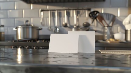 Professional Chef's Business Cards Culinary Arts and Kitchen Utensils on a Stylish Countertop