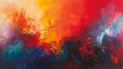 Vibrant Abstract Art Painting with Bold Colors, Generative AI
