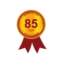 85th anniversary logo with gold color for booklets, leaflets, magazines, brochure posters, banners, web, invitations or greeting cards. Vector