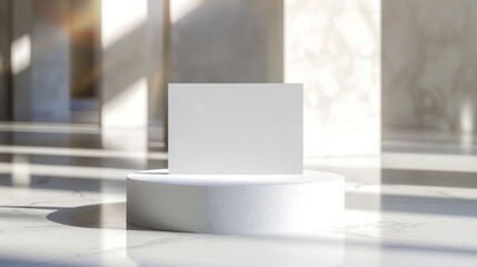 Contemporary Art Gallery Showcase with Blank Business Cards and Abstract Sculptures in Soft Focus Creative Exhibition Space Concept