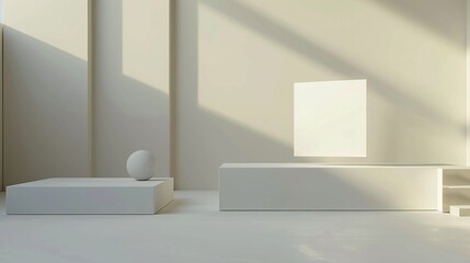 Contemporary Art Gallery Showcase with Blank Business Cards and Abstract Sculptures in Soft Focus Creative Exhibition Space Concept