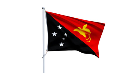 Waving flag of papua isolated on transparent background.