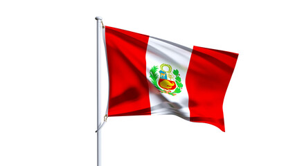 Waving flag of peru isolated on transparent background.