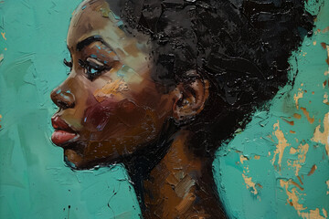 Textured Portrait of a Young Woman in Oil Paint