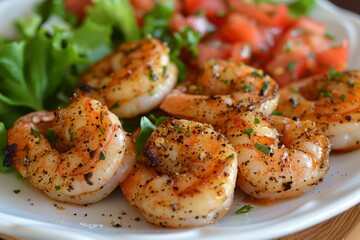 Exquisite grilled shrimp platter beautifully arranged on a clean white serving dish