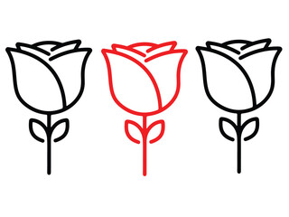 Flat Black Rose Icon vector