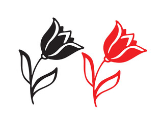 Flat Black Rose Icon vector