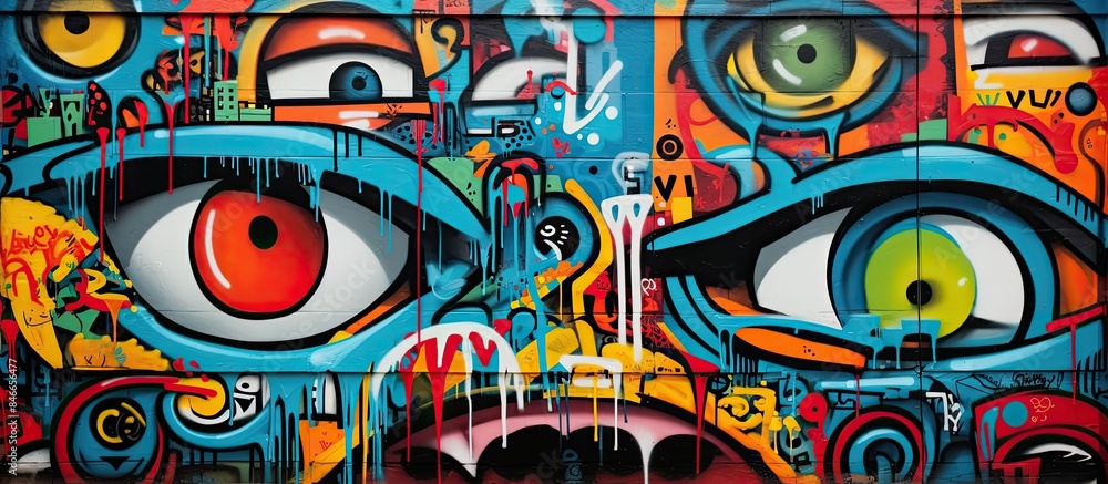 Poster Detailed close-up image of graffiti texture with copy space image.