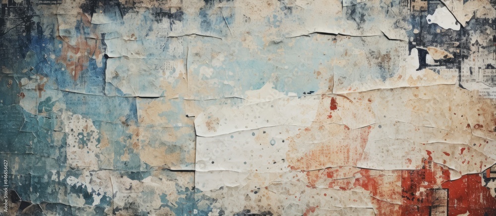 Poster a vintage background with torn, crumpled posters and peeling paint creating a grungy texture, ideal 