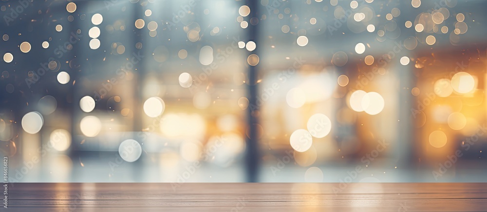 Poster blurry bokeh background in a shopping mall with copy space image.