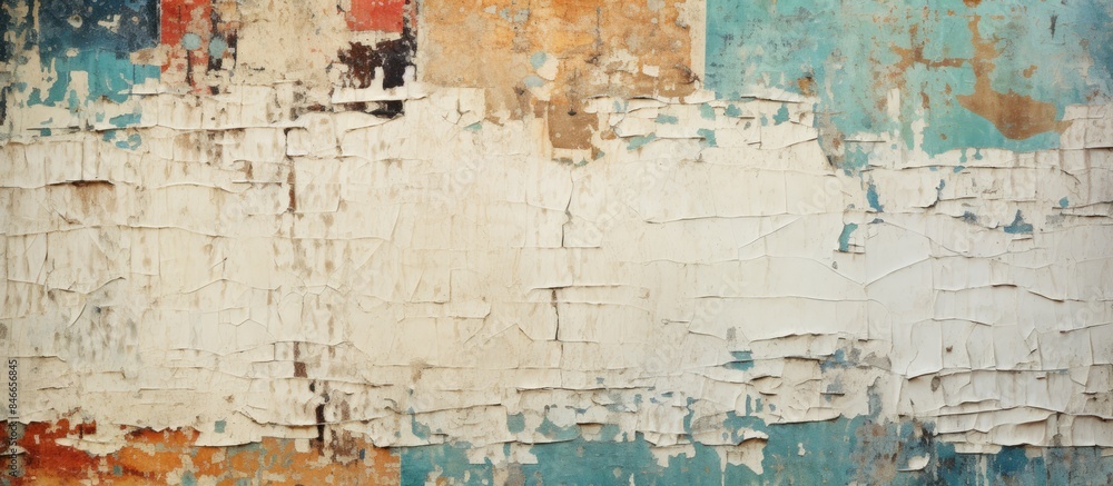 Poster a vintage background with torn, crumpled posters and peeling paint creating a grungy texture, ideal 