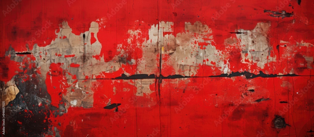 Poster torn red urban poster texture with copy space image on the street.