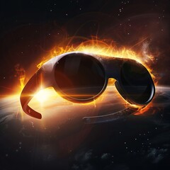 Stylish Sunglasses Against Blazing Background