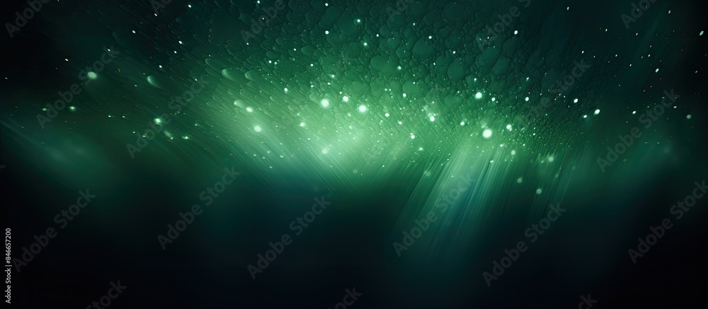 Poster a luminous light spot glowing on a dark, grainy background with a white and green blurred gradient, 